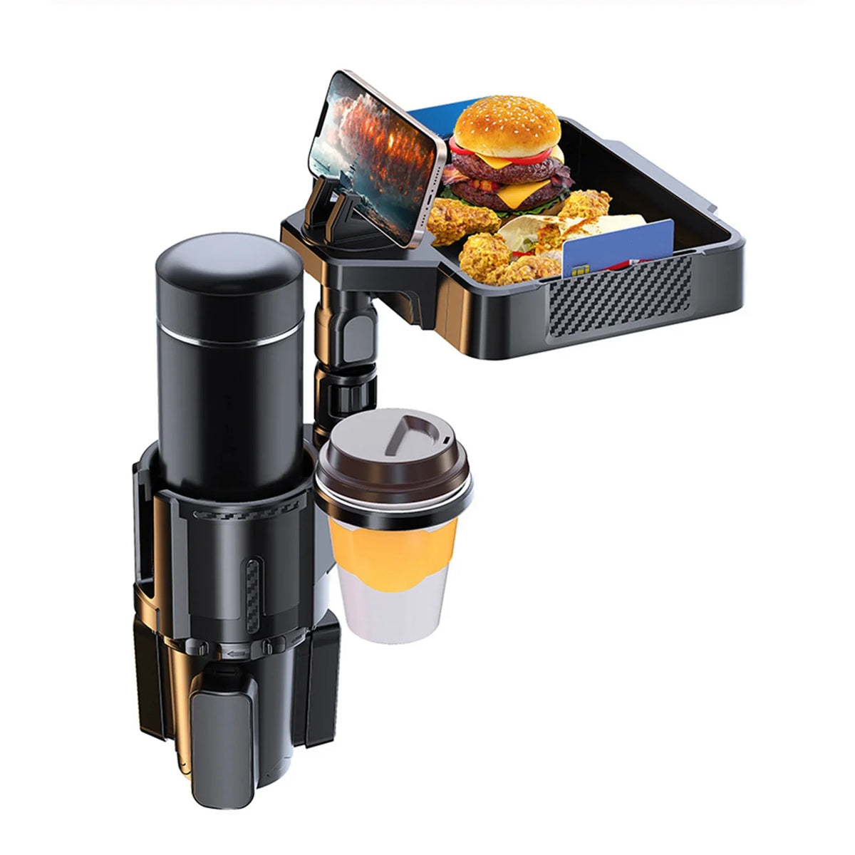 Dual Cup Holder with Tray 4IN1 Car Tray Snack Expander Holder Drink Phone Adjustable Anself