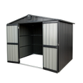 Shed, Storage 6.2' for Lockable Lawn, for Can, Storage Trash Outdoor Metal Steel Bike, Galvanized Capri Patio, Black Outdoor Garden Shed Cabinet Door with 8.2'x Backyard,