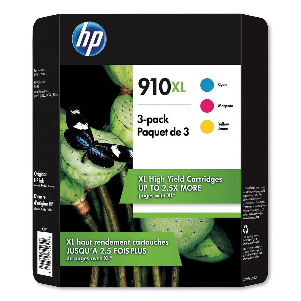 Cartridges - Ink HP 910XL 3 Yellow, (3YM86BN) Magenta, Cyan, Cartridges