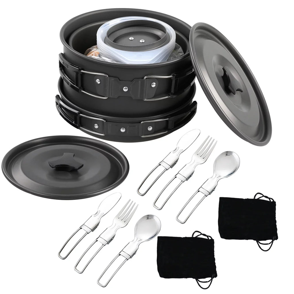 Kettle Kit Mess Pan Backpacking with Camping Hiking Non-Stick Set Pot Cookware Lixada
