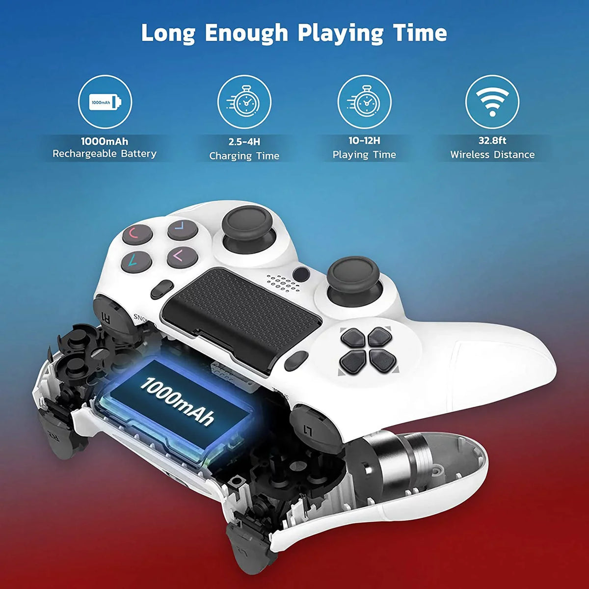 BlueTooth Speaker/Gyro/Remote Controller Plus 1,000 Samsung Slim S21 Compatible Wireless Battery/Built-In with Galaxy (White) GamePad PRO Ultra