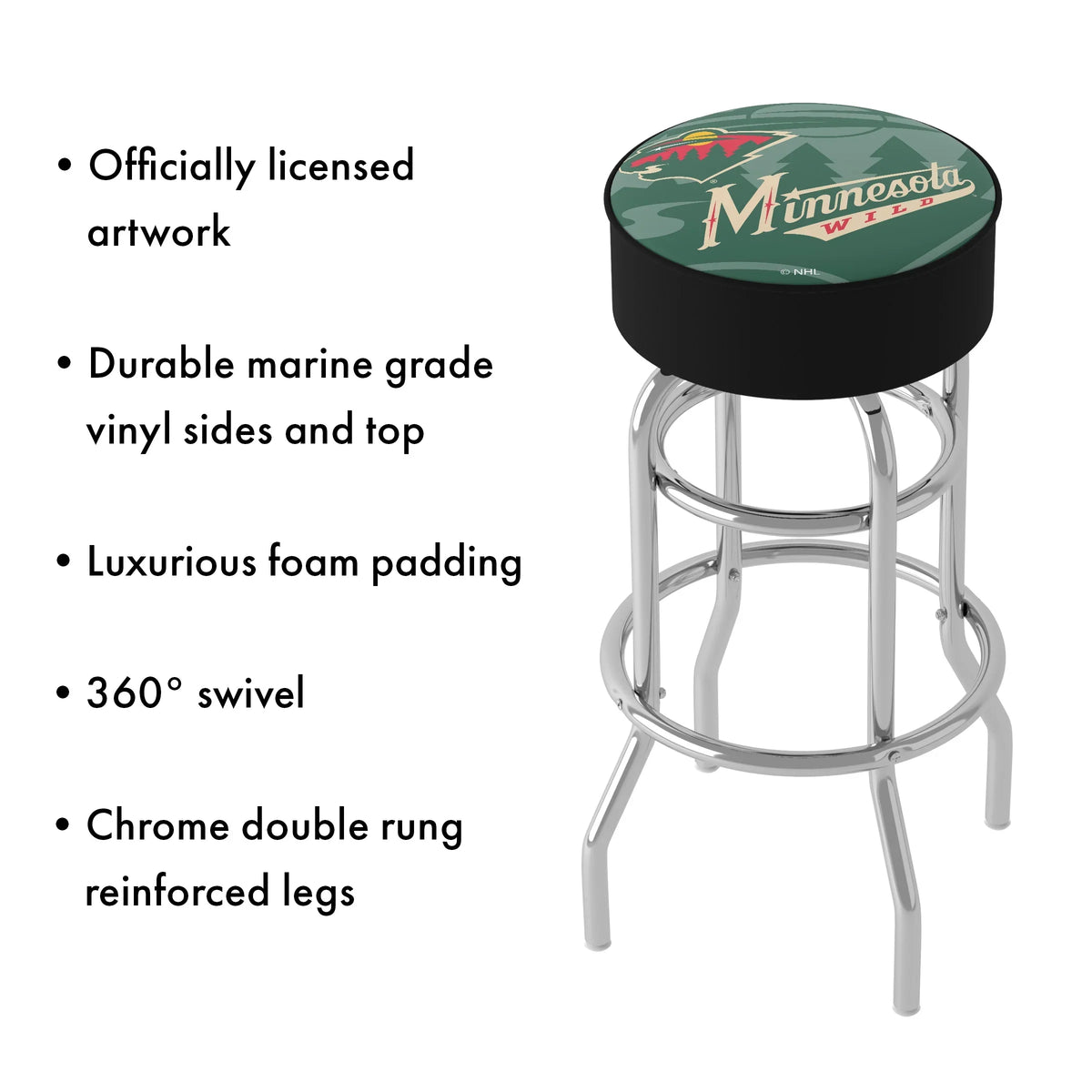 Watermark Stool Bar Padded with Wild Seat Trademark Gameroom Minnesota