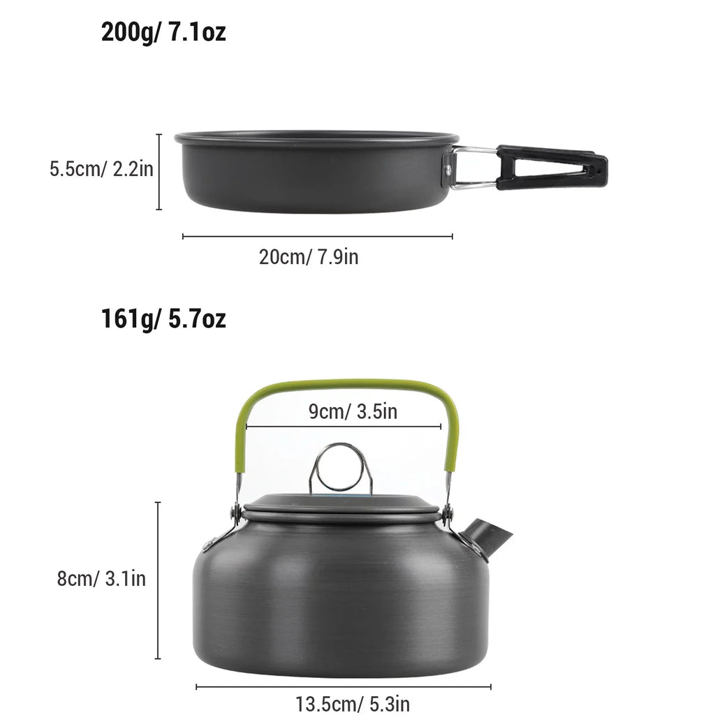 Kettle Kit Mess Pan Backpacking with Camping Hiking Non-Stick Set Pot Cookware Lixada