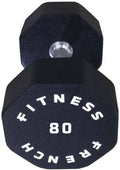 French Fitness Urethane - Single 8 Sided lbs (New) Hex Dumbbell 80