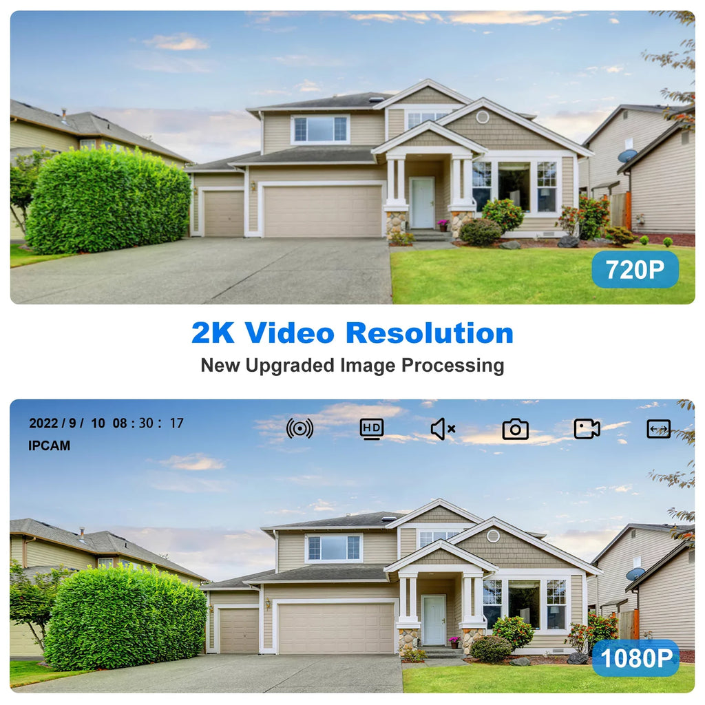 Color Digital Wireless 4X Security Outdoor Talk Motion Solar PTZ, 2K Spotlight, Night Two-Way WiFi, Camera Vision, TOPVISION PIR Zoom, Spotlight, Full View Detection, with 360°