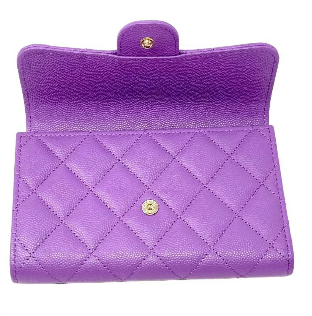 Bag Clutch Chanel Long Purple NEW Leather Wallet Quilted