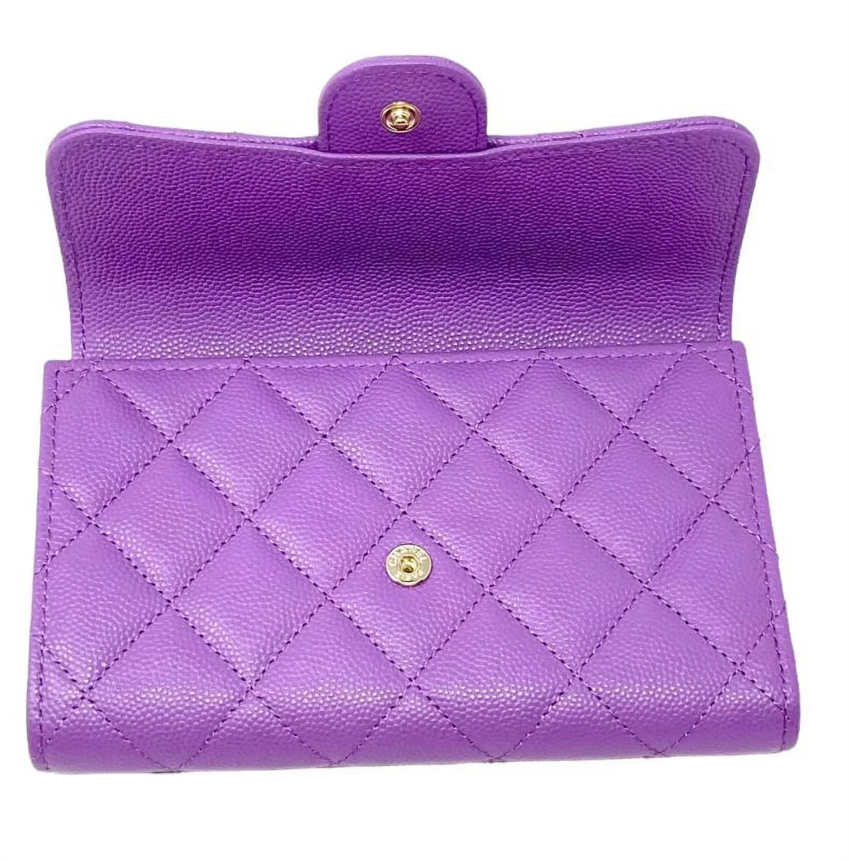 Bag Clutch Chanel Long Purple NEW Leather Wallet Quilted