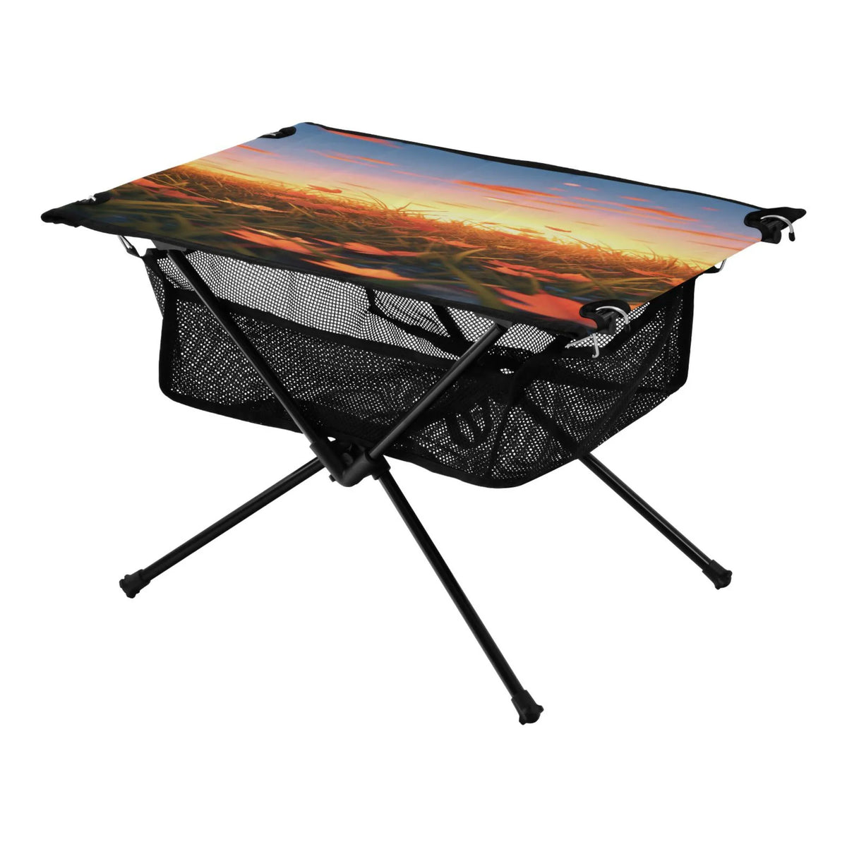 BBQ Table Outdoor in Autumn Storage with Fishing for Bag Table Leaves Picnic Folding Beach Portable Camping Compact Table Sunset Travel