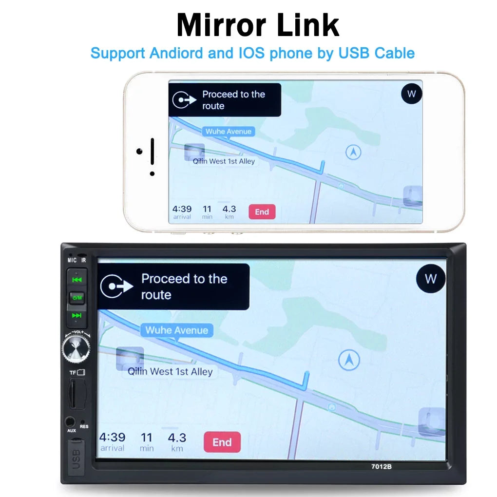 Touch and Reverse Support HD And ios Screen Android Bluetooth Mirror Camera System) Double 7" Link(Both with Car Stereo Radio Din