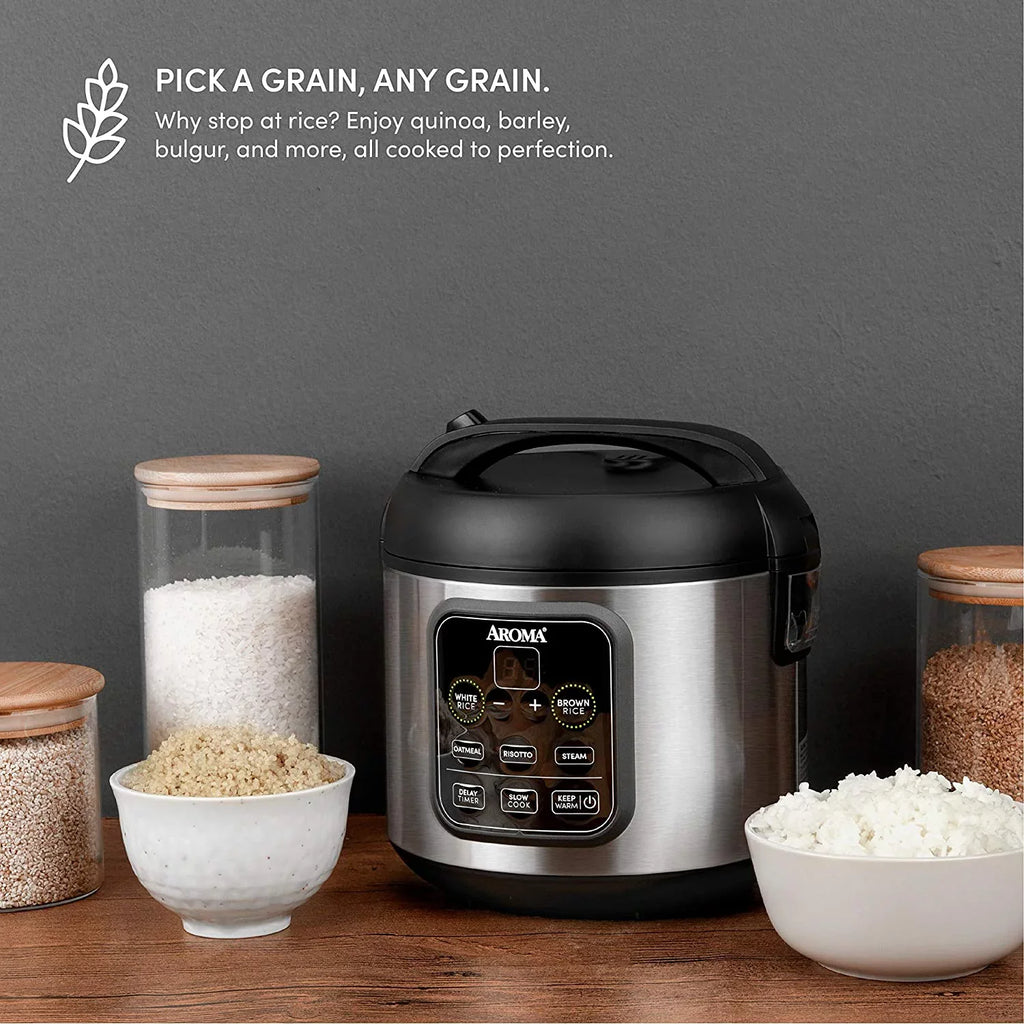 Steel Risotto, 2O2O model ARC-994SB 8-cup Grain Aroma Stainless Rice Oatmeal, Steam, Slow Cook, & Cooker Housewares cooked/4-cup uncooked/2Qt,
