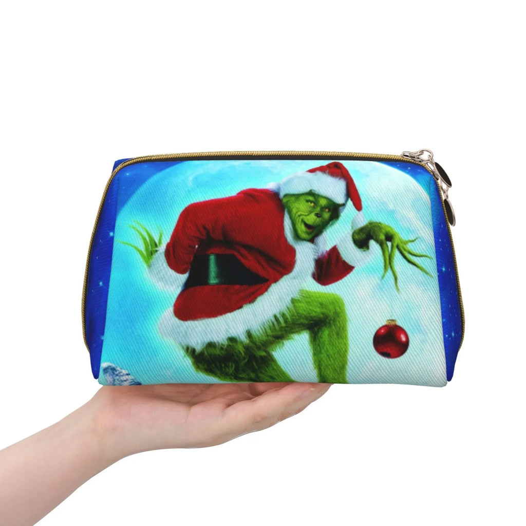 Makeup Storage Travel The Toiletry Portable Bag Gift Christmas Purse Cosmetic Stole Organizer Grinch Leather Bag Pouch How