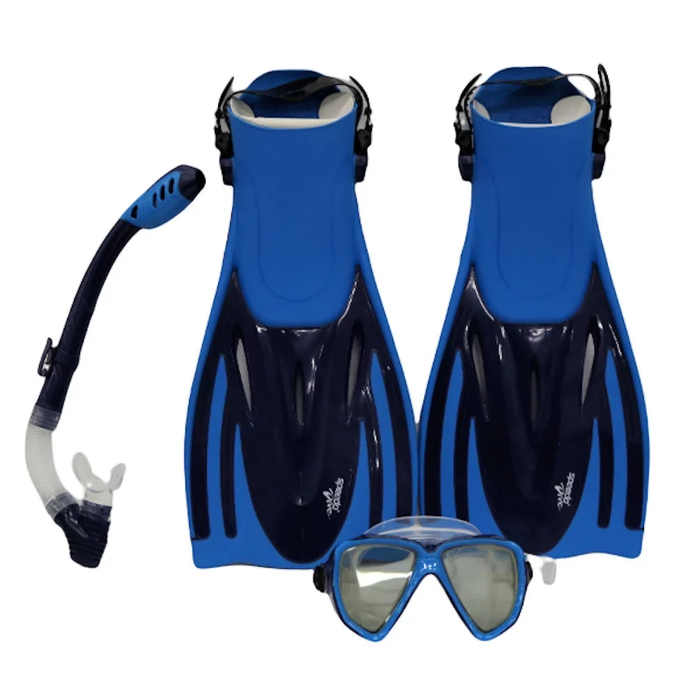 '+ Snorkel Size Adult Mask Fin Bag + Hydroscope w/Carry Speedo 9-13 L/XL Shoe Set