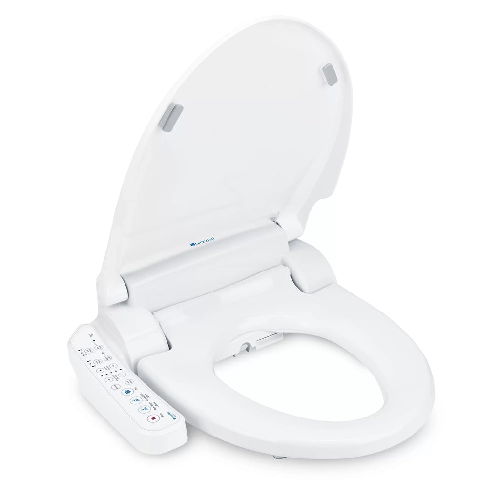 Brondell Bidet Swash SE400 Nozzle, Stainless with Sidearm, White Dryer Steel Round and Seat