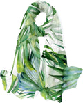 Leaves Shawl Green Long Silk Neck Women Wrap Girls Lightweight Scarf Scarves Hyjoy Watercolor for