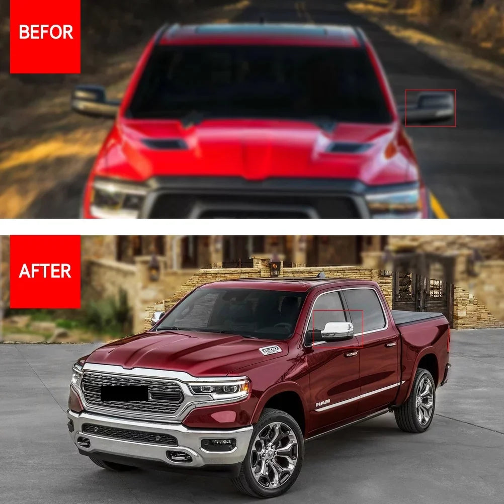 View 2019-2023 Mirrors Side 1500 for Chrome NINTE Rear Guard Dodge Cover Ram