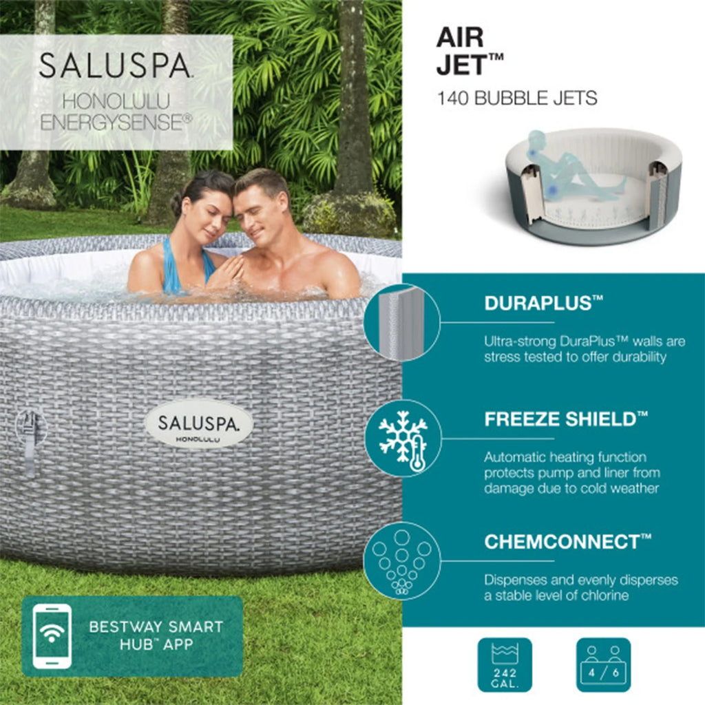 SaluSpa Spa AirJet Hot Honolulu Coleman 6-Pack Bestway with Tub Seat