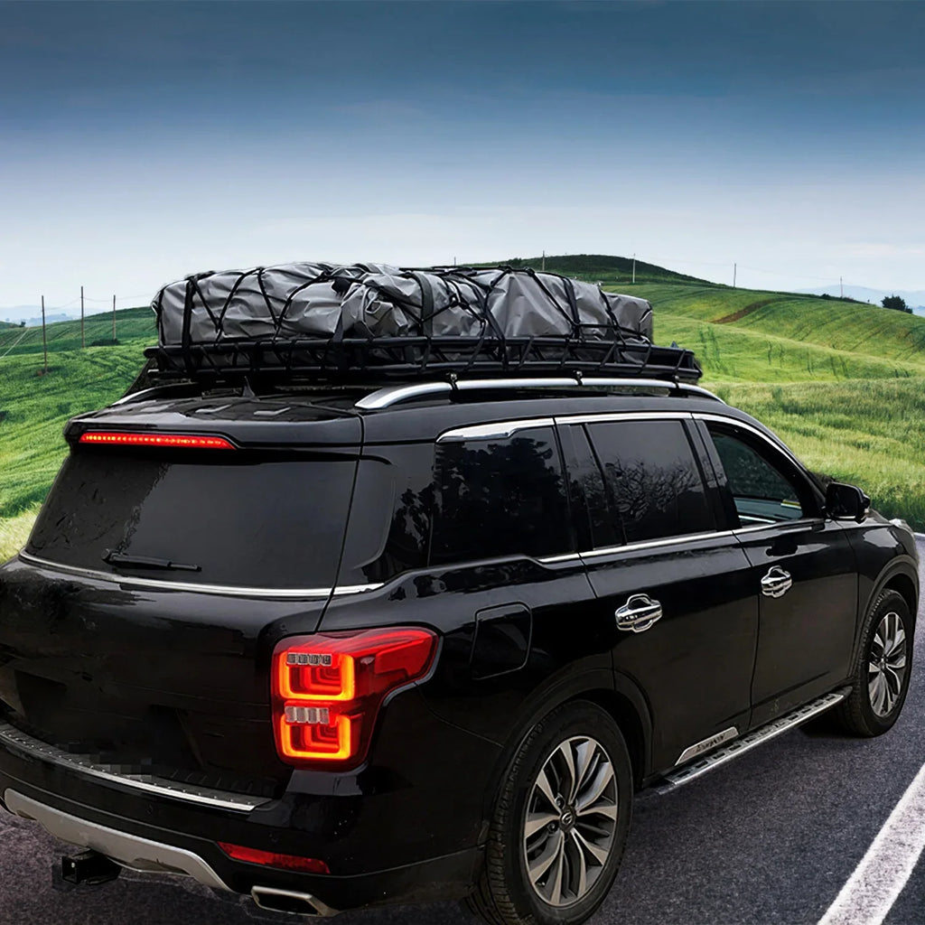 Rack Universal Duty Luggage Hook Carrier Elastic Rack Top Net Roof with Capacity Holder iMounTEK Strap 63x39x6.3in, 220lbs Heavy Basket Black Cargo Car Cargo