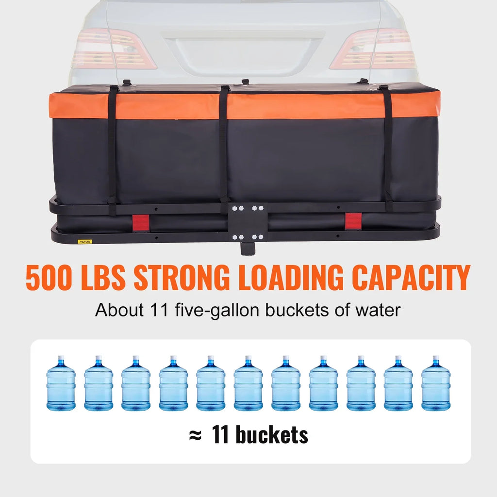 Cargo with Steel Foldable Net Waterproof Straps Hitch BENTISM Receiver 2" Fits Carrier Bag Cargo Basket 60x24x6in 500lb Cargo Mount Ratchet