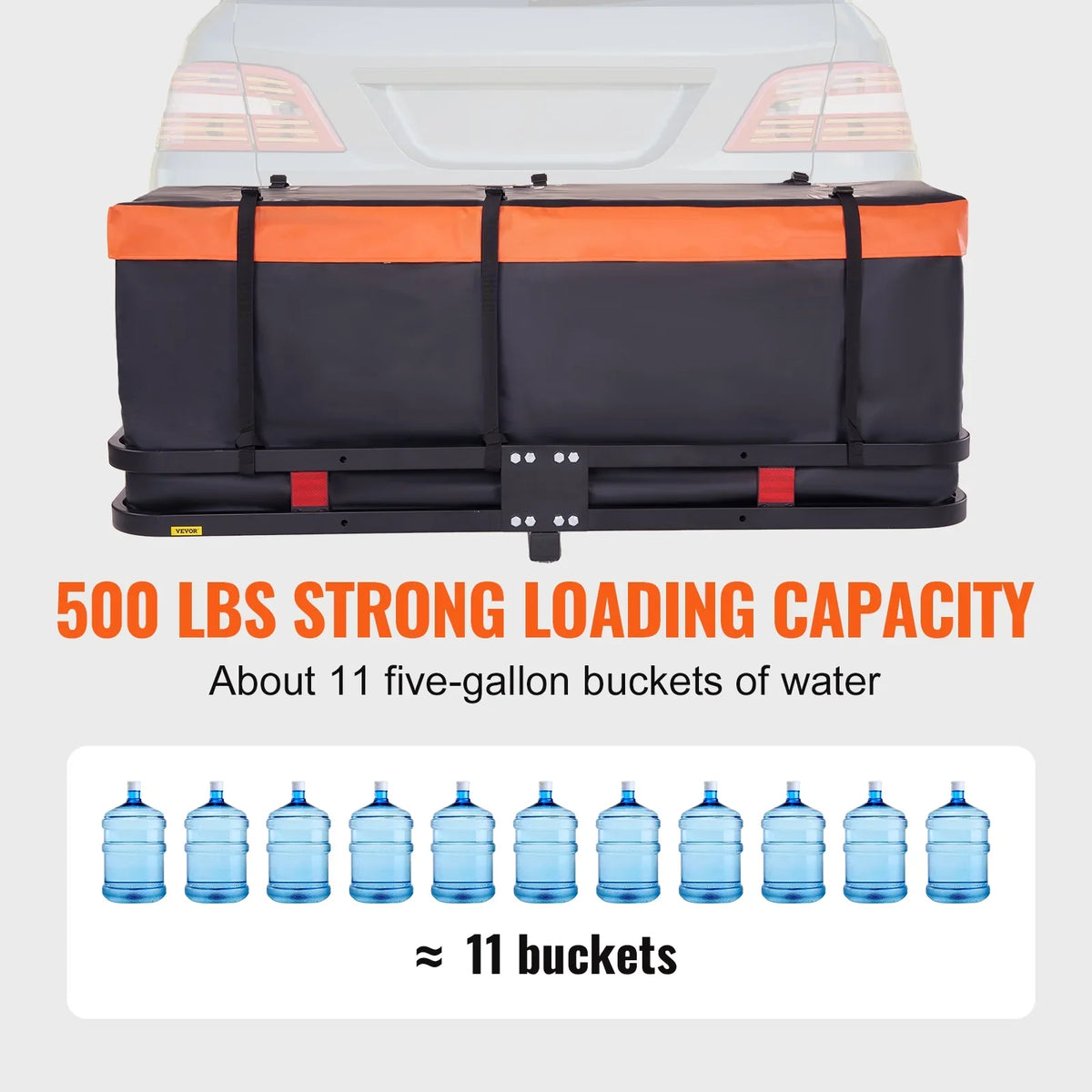 Cargo with Steel Foldable Net Waterproof Straps Hitch BENTISM Receiver 2" Fits Carrier Bag Cargo Basket 60x24x6in 500lb Cargo Mount Ratchet