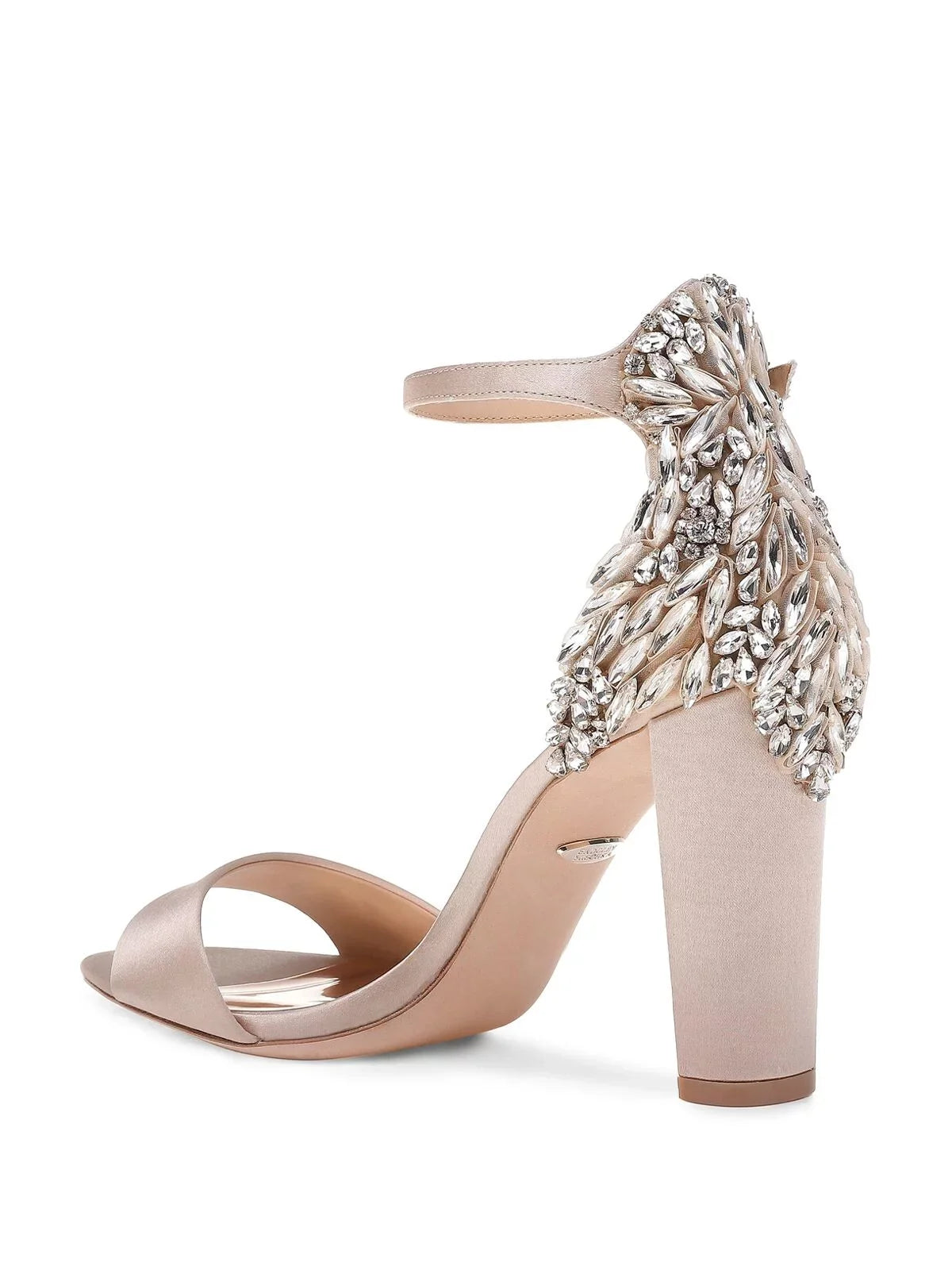 M Dress Embellished BADGLEY Heeled Round Strap Womens 10 Block Heel Seina Toe Sandal Beige Buckle MISCHKA Ankle
