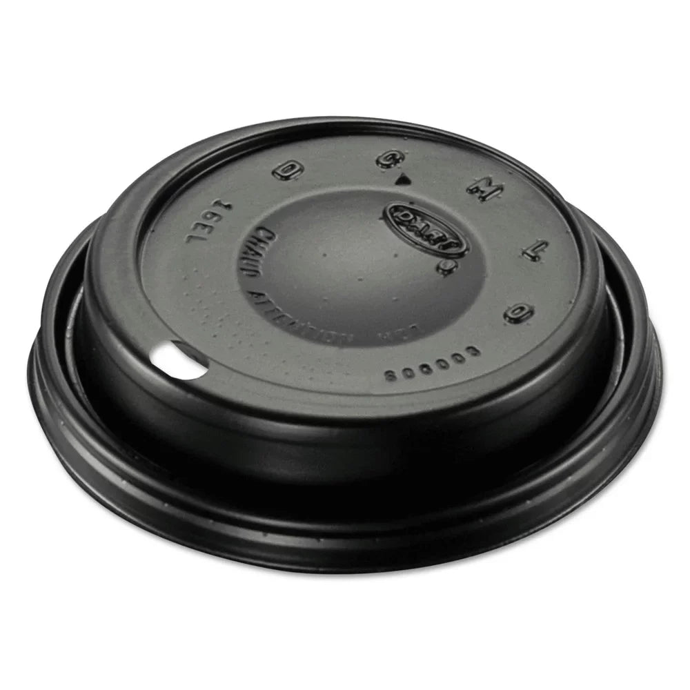 Sipper Black (1000/Carton) Lids Cappuccino Plastic 16ELBLK Dart - Dome