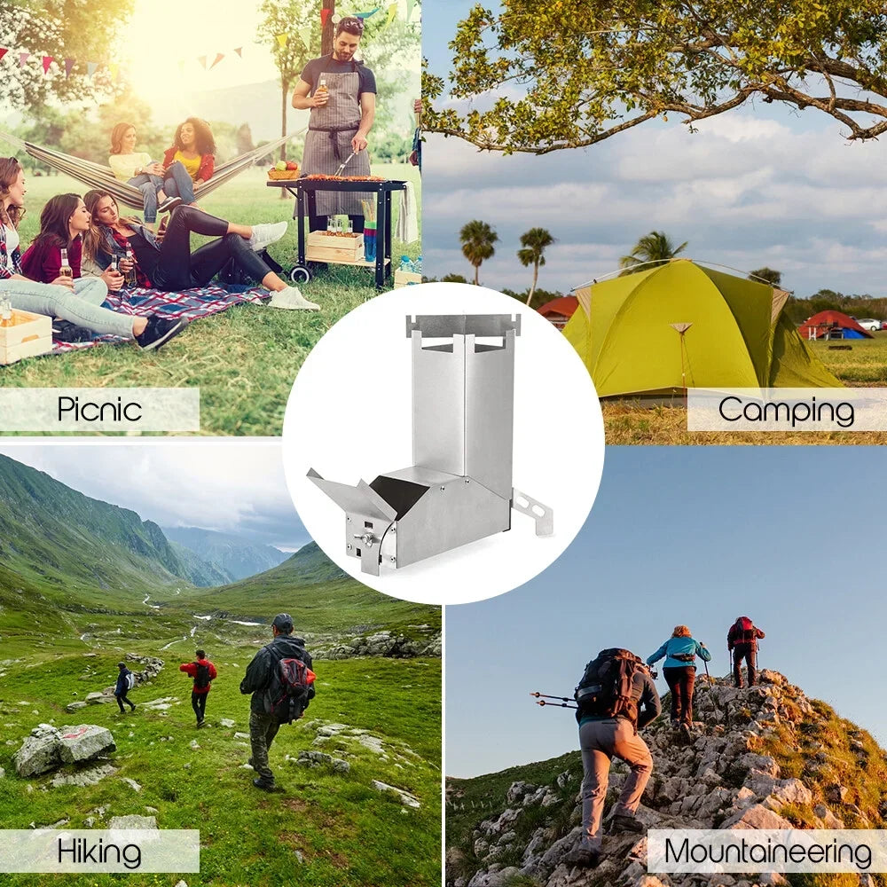 Lixada Stove HuntersTent Stainless Bbq furnace,Tent Steel Wood Wood Stove Steel Stove With Handle Stove Camp TentCollapsible Wood Stove Stainless Picnic Wood Stove Stove