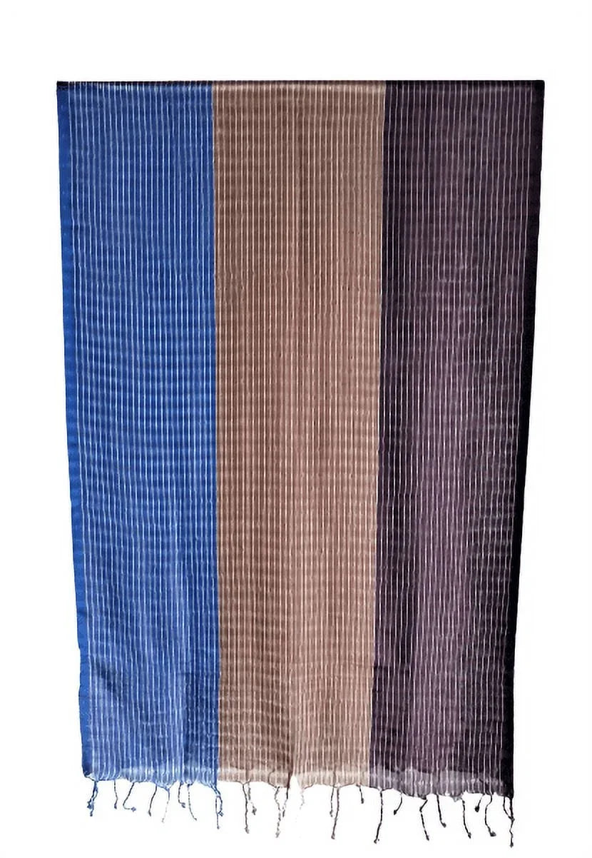 Striped - Tricolor Shawl Blue/Brown Thin
