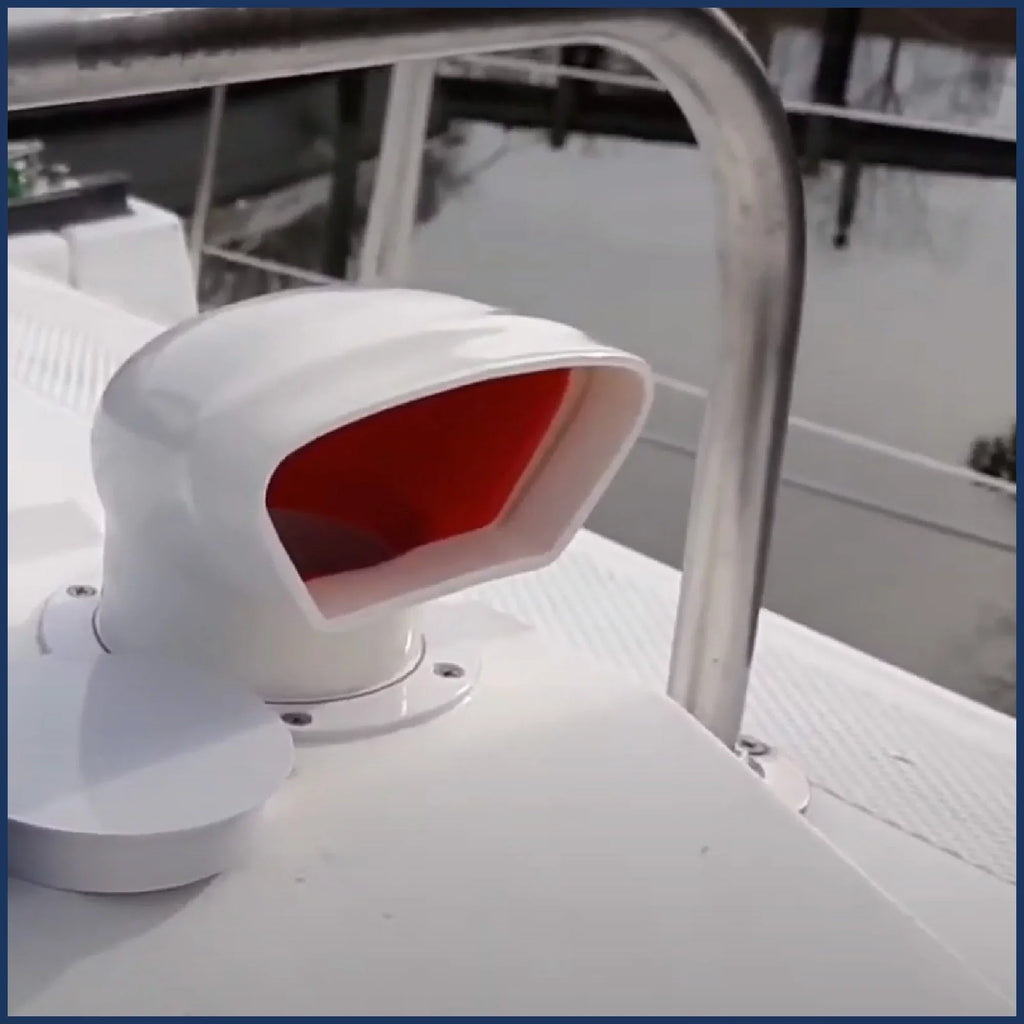 3-Inch Snap-On with Interior, Low Red Cover, UV-Resistant and Oceans Vent Ventilation- Cabin Intake Air Cowl for Plate Profile and FO88 Five or Flexible PVC, Deck