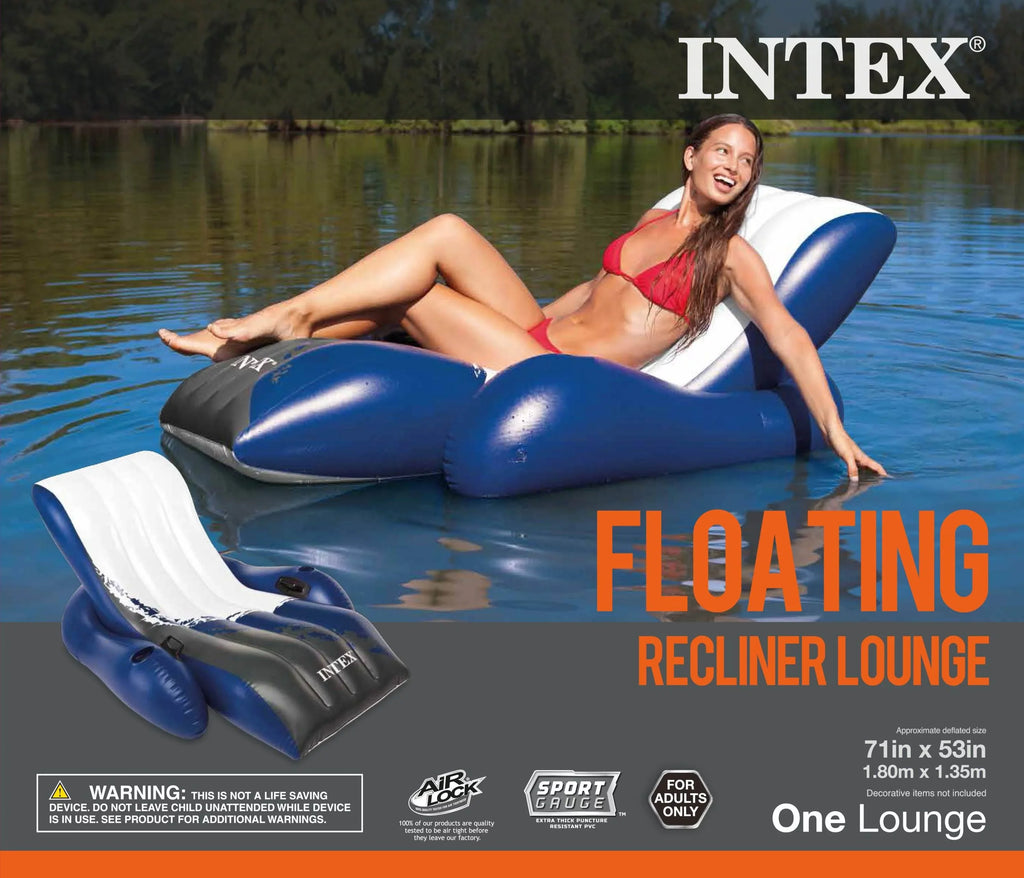 Floating (3 Lounges Inflatable Cup Pack) Holders Recliner Comfortable Intex with