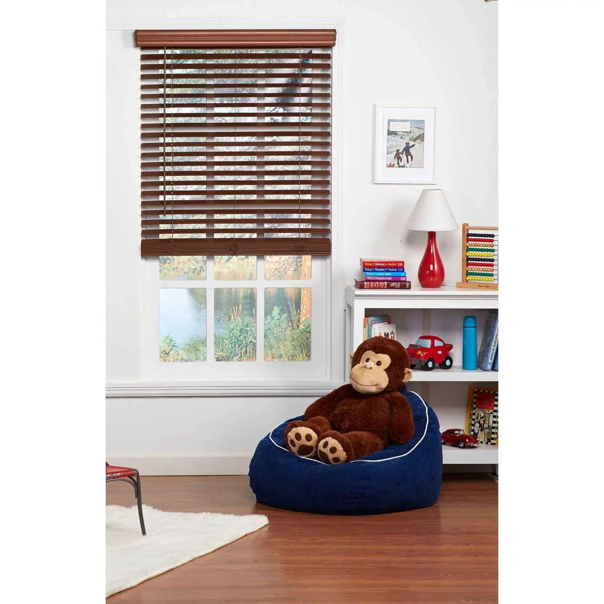 64-inch Custom 29.5 Oak Faux Estate x Wood Dark Blind Regal Cordless 64