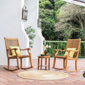 3-piece Cambridge Chara Rocking Casual Teak Chair Set Chat Outdoor
