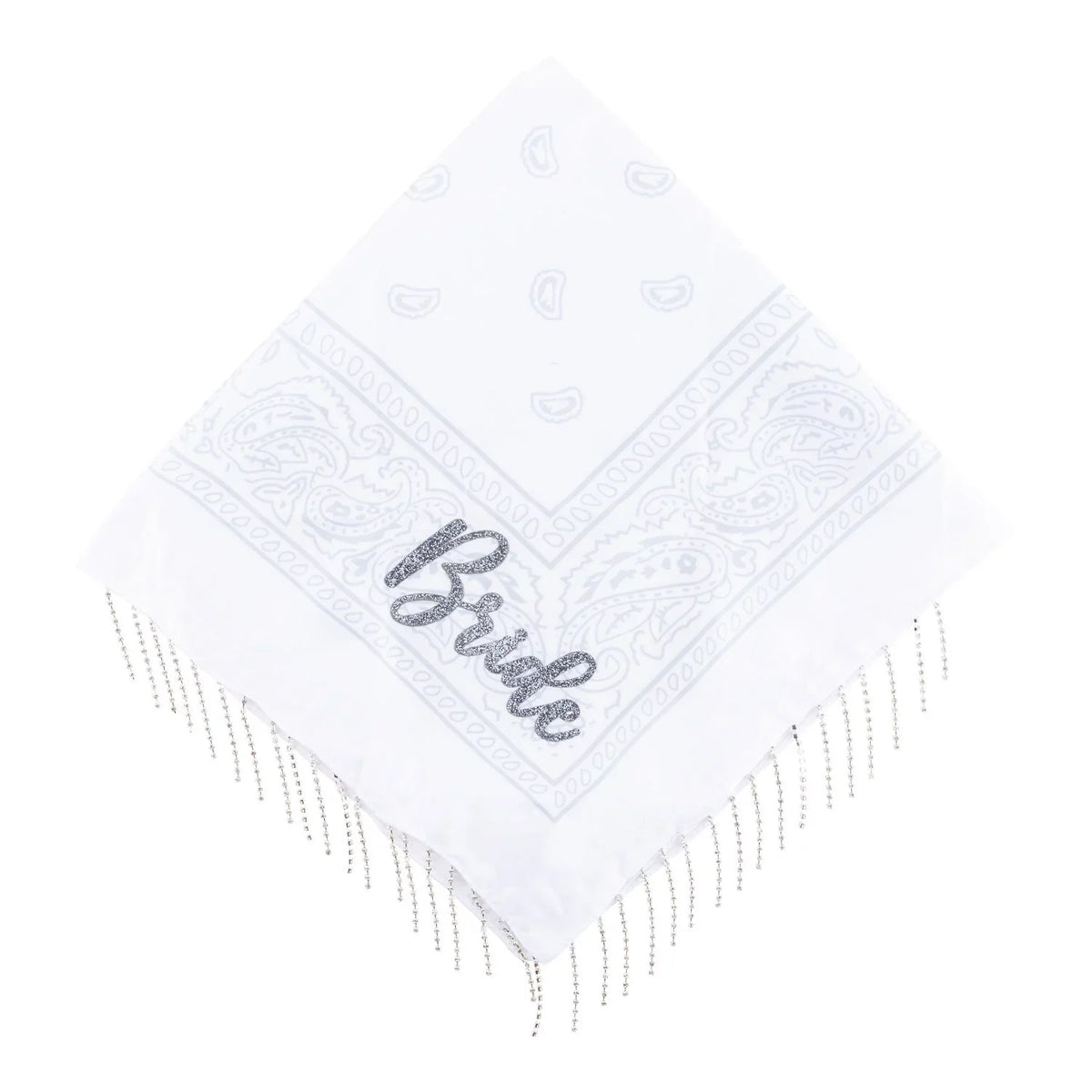 bandanas and Bachelorette 5PK white Bandana, with pink one four Fringe rhinestone