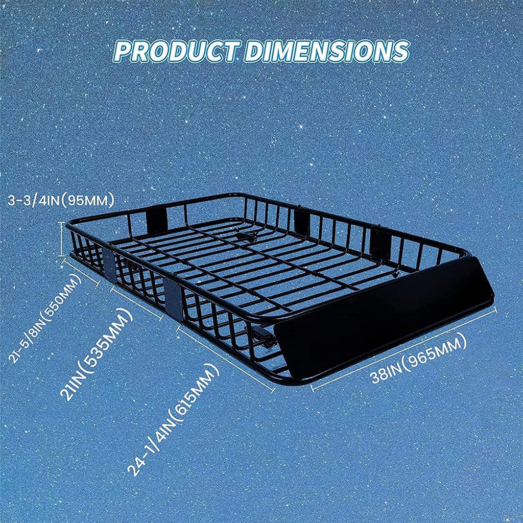 39" Car Holder for Capacity with Cargo 250LBS Storage Top Basket Duty Steel Universal Rack Travel Carrier Extension Weight Roof 6'' 64" x Luggage HECASA SUV Heavy x