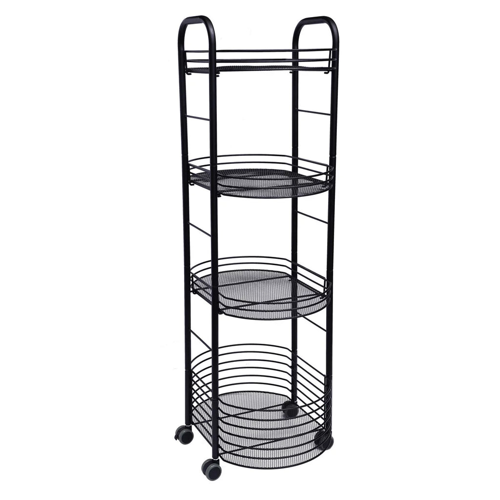 Metal with Storage Utility Trolley Black Carts Cart, Basket Rolling Storage Cart, Tier Kitchen 4 Art Organizer Wheels,
