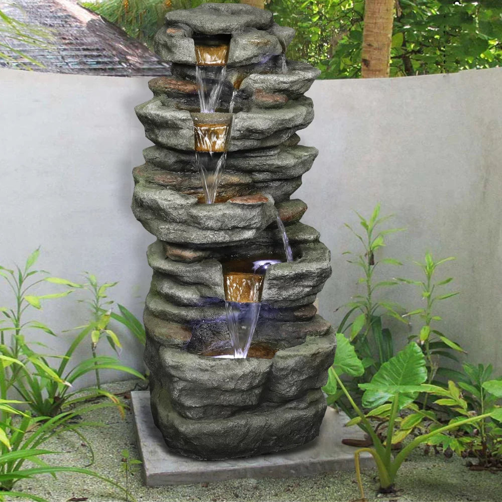 32.6inches with Water Fountain Lights Kmowoo Led Rock