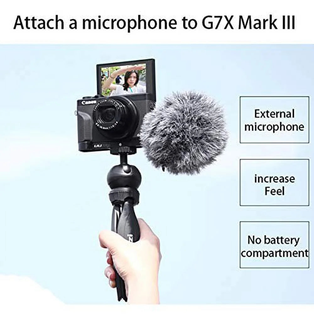 Vlog for III Mount Vlogging Camera III Side Mount, Extension Cold Microphone Canon G7X Mark Camera, G7X - R016 Tripod Accessories UURig C-G7X Shoe 1/4" Mark