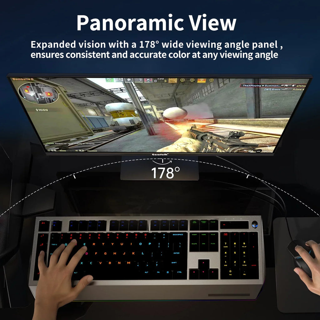 Supports Gaming Full Display 27" 1080P Bezel-less PC and HDMI DP 165Hz, Monitor (Black) HD Gawfolk