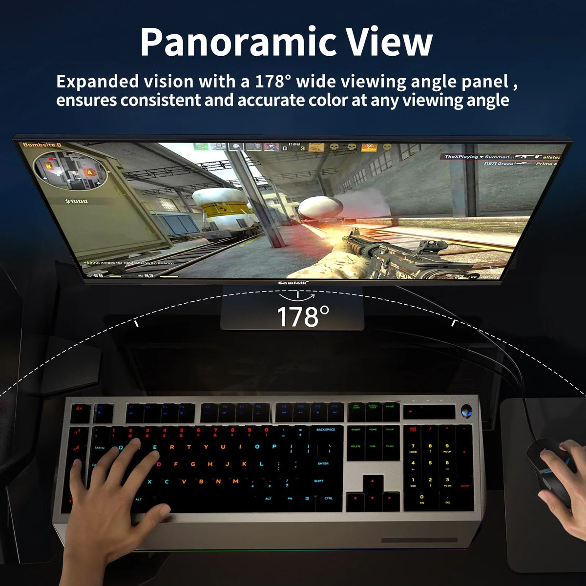 Supports Gaming Full Display 27" 1080P Bezel-less PC and HDMI DP 165Hz, Monitor (Black) HD Gawfolk