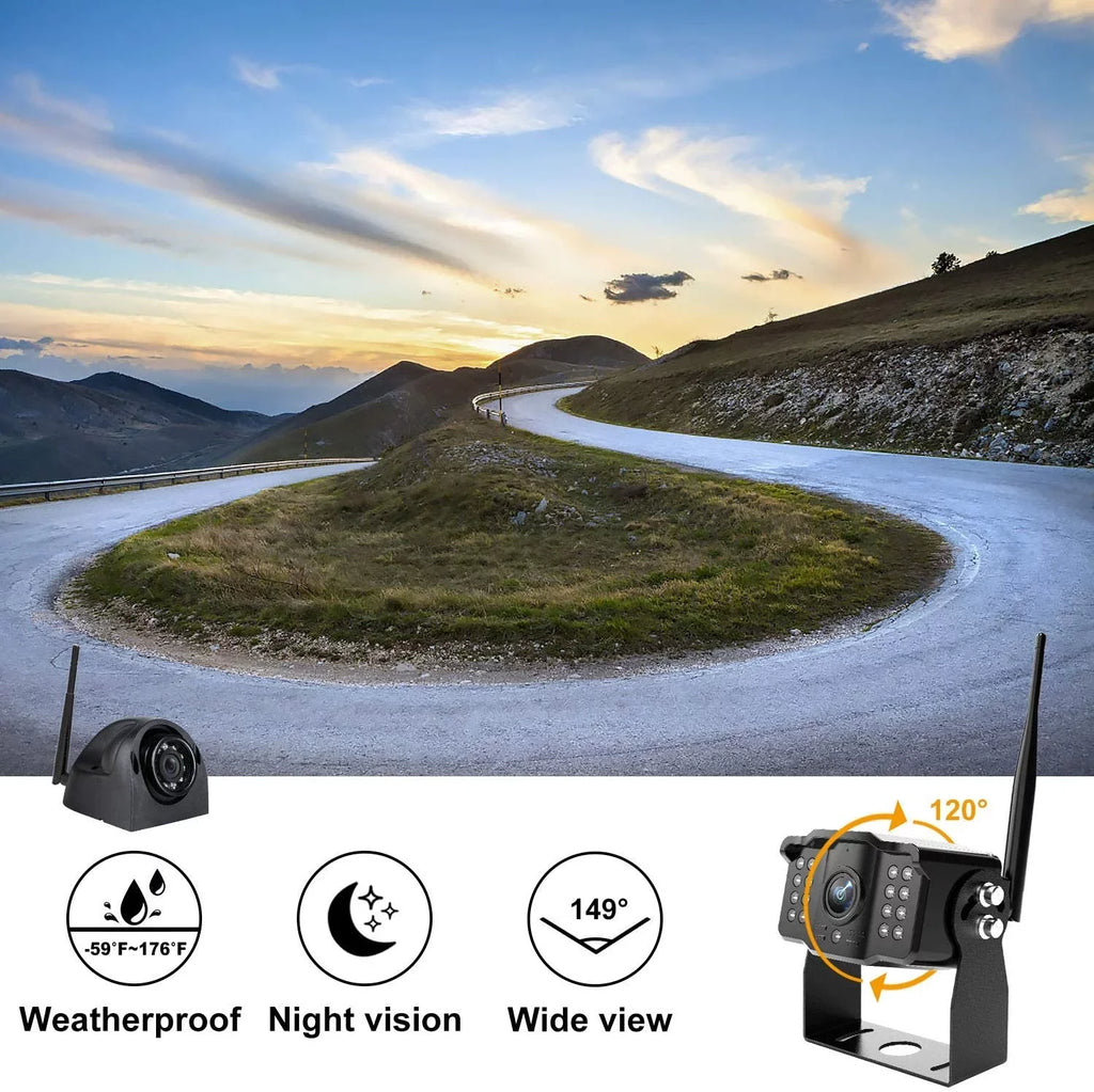 Monitor Long with Dual Operation Rear Button RV System Touch AHD 7” Camper View Motorhome Cam Xroose Range Truck Wireless DVR Signal CM2 for 1080P Side with Trailer Digital Rearview Camera Backup
