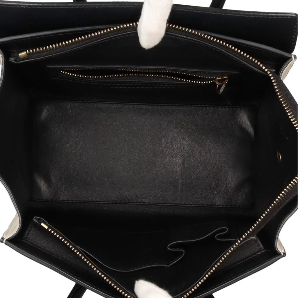 Celine Micro Shopper Leather Beige Luggage Handbag Ladies (Good) Pre-Owned