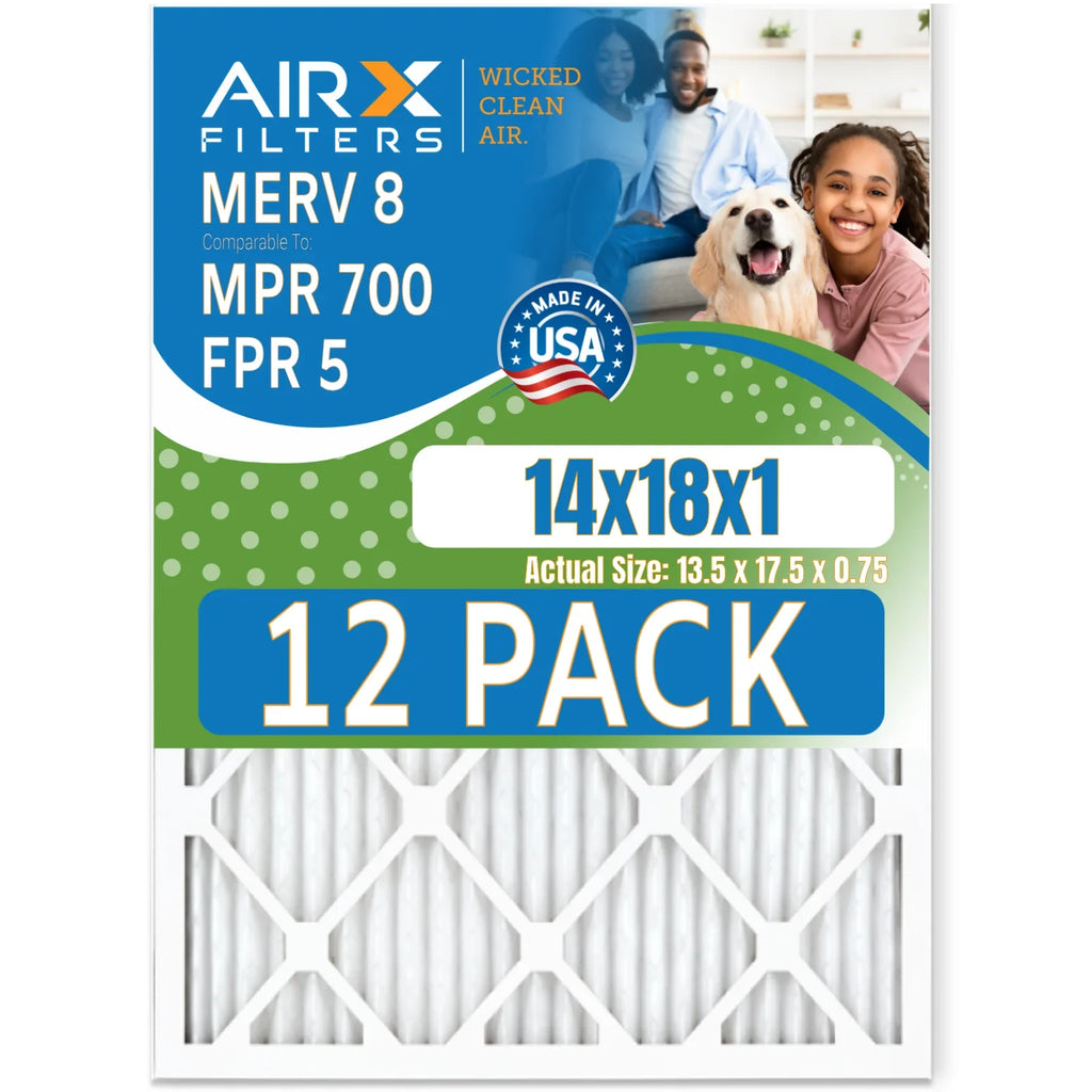 Rating, MERV Pack MPR Filters 14x18x1 Made Comparable in Air CLEAN AIRX Furnace & 8 by 5 FPR USA to AIR. - 12 Filter WICKED of FILTERS 700