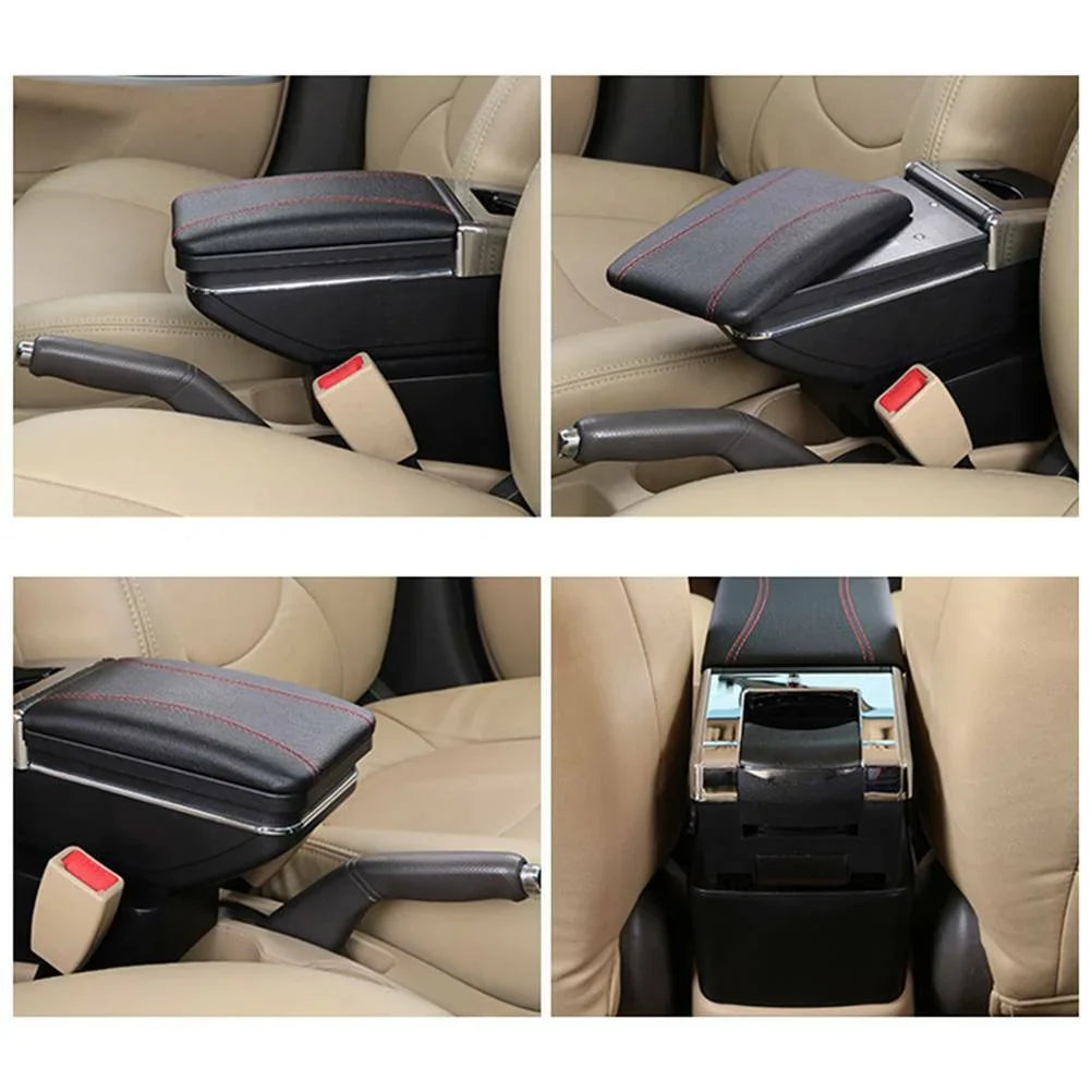 For 2002-2008 Compartment Fit Armrest Central Jazz/ Console Box Honda Black Storage