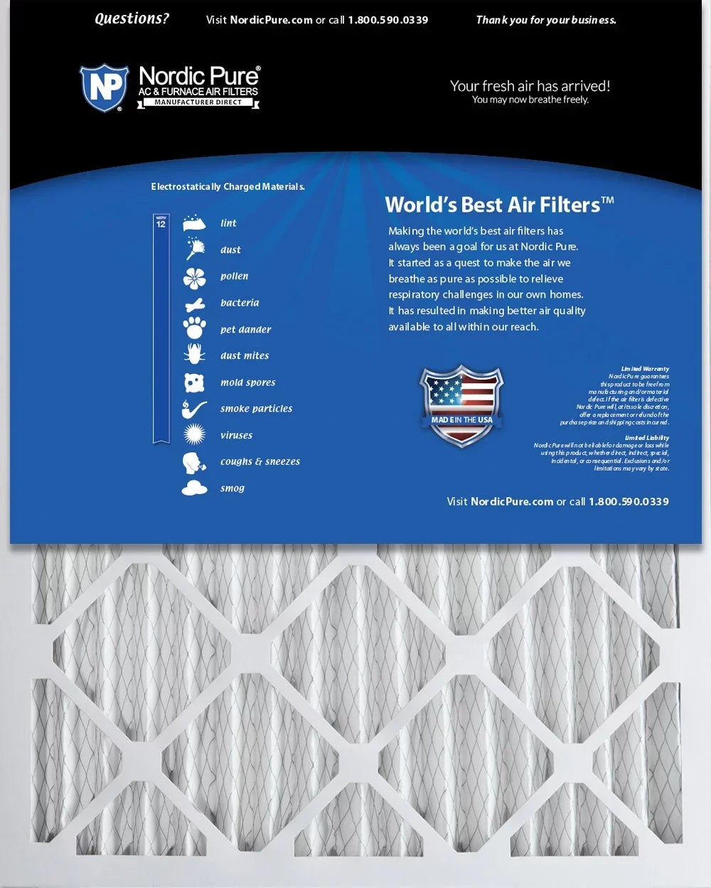 Pleated Nordic Air 12 12 Pack 18x25x2 MERV Pure Filters