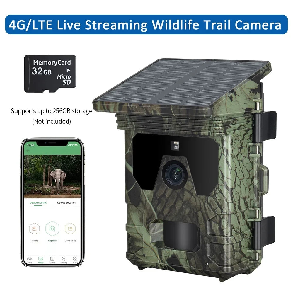 Viewing 30MP Stream Waterproof Supports Camera with Live Infrared App Lixada Activated HC-600Pro Motion 2K Tracking Online Video 256GB 4G