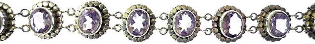 Unique Designer Sterling Beautifully 7.5” Silver Gemstone Length Gypsy Handcrafted 925 for Amethyst Inch / Genuine Tribal Ethnic Fashion Purple 8” Bracelet Women Adjustable to