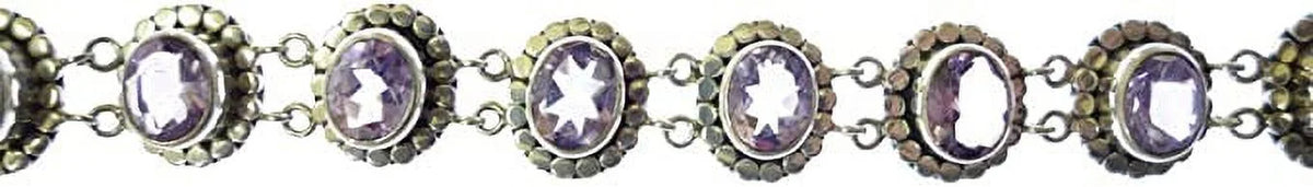 Unique Designer Sterling Beautifully 7.5” Silver Gemstone Length Gypsy Handcrafted 925 for Amethyst Inch / Genuine Tribal Ethnic Fashion Purple 8” Bracelet Women Adjustable to
