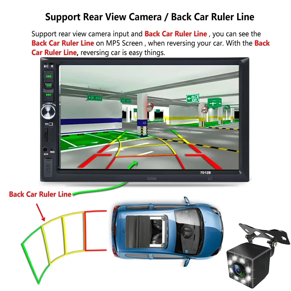 Touch and Reverse Support HD And ios Screen Android Bluetooth Mirror Camera System) Double 7" Link(Both with Car Stereo Radio Din
