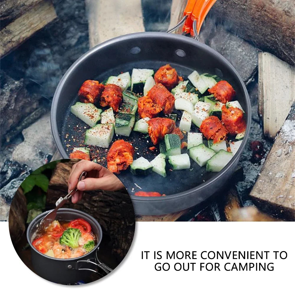 Pans Set Oxidized Kit Cooking Tableware Pot Fishing for Camping Set Alloy Outdoor Portable Cookset Cookware Person 2-3 Picnic Backpacking Barbecue Miuline Equipment Camping Aluminum Cooking Mess