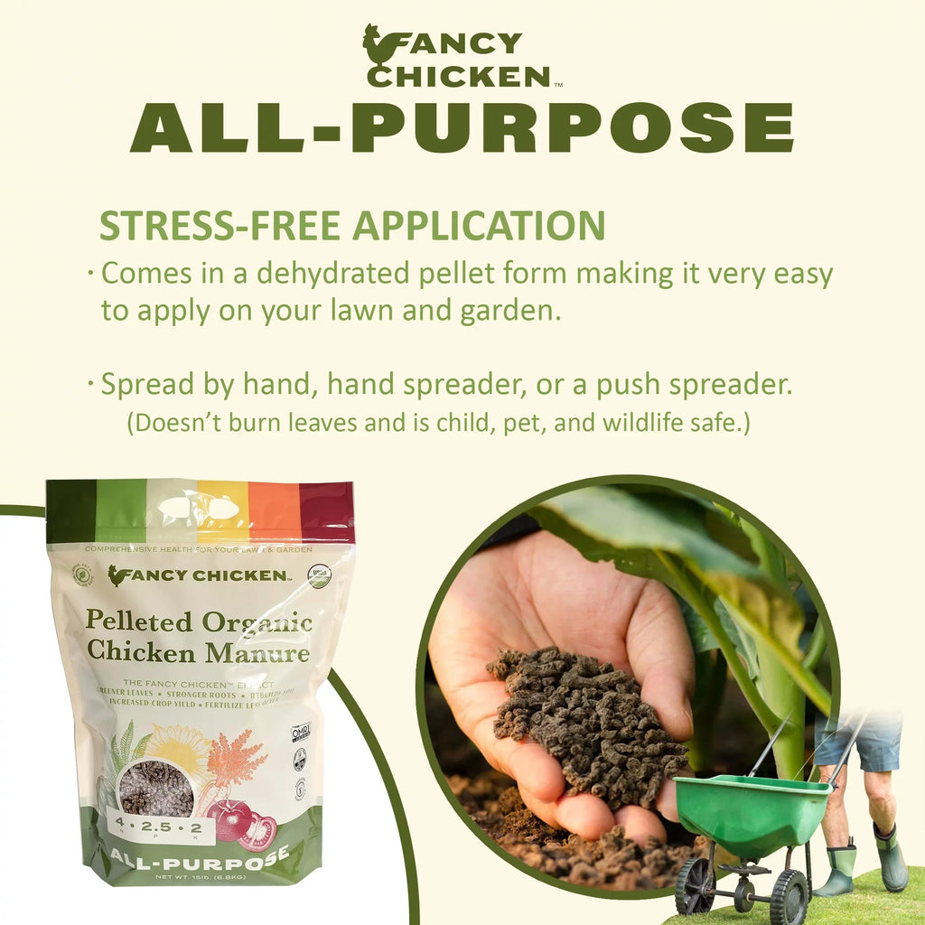 4-2.5-2 for 15 Plant and Chicken Organic, Lawn Fancy All-Purpose Food Pelleted USDA Garden, Chicken Organic LB Manure