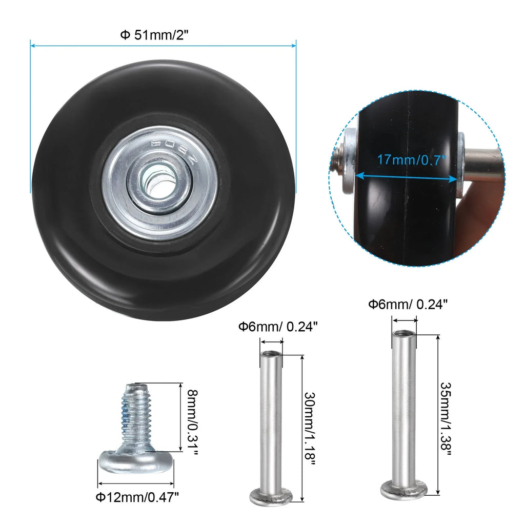 Replacement Suitcase, for 17 Uxcell Black, 0.7" 2 x x mm/2" Luggage Set 51 Wheels